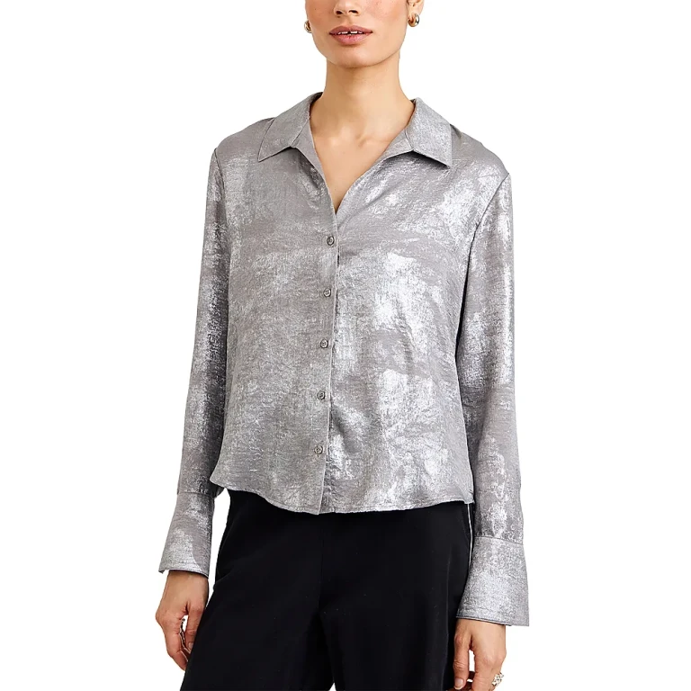 Bella Dahl Flowy Wide Collar Button Front Top