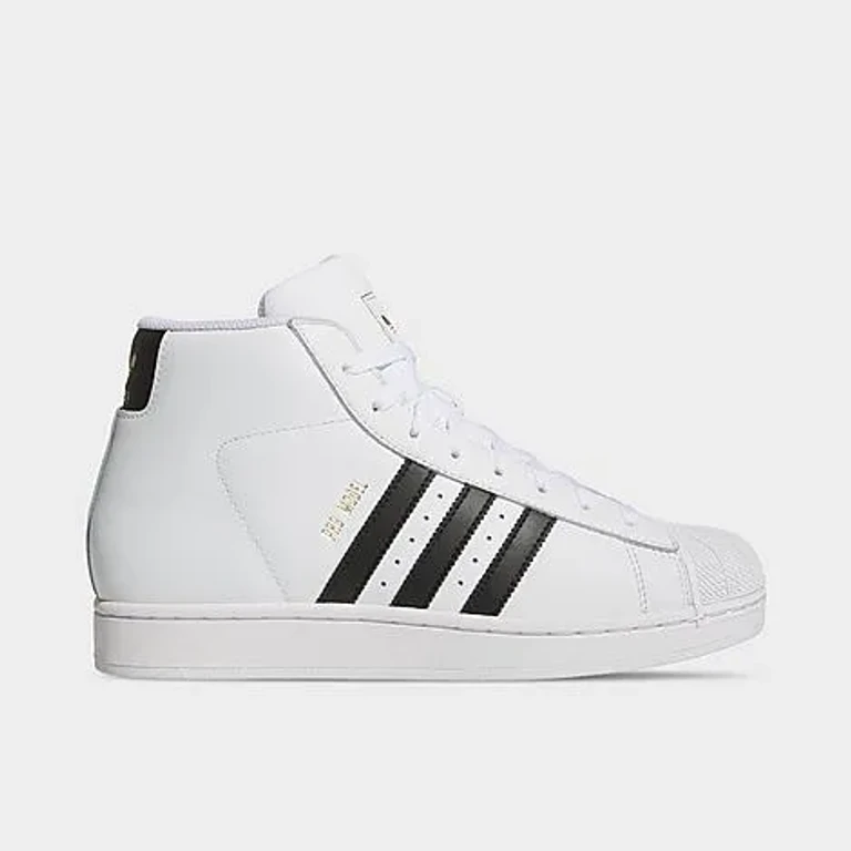 adidas Men's Originals Pro Model Casual Shoes in White/Black/Gold Metallic Size: 4.0