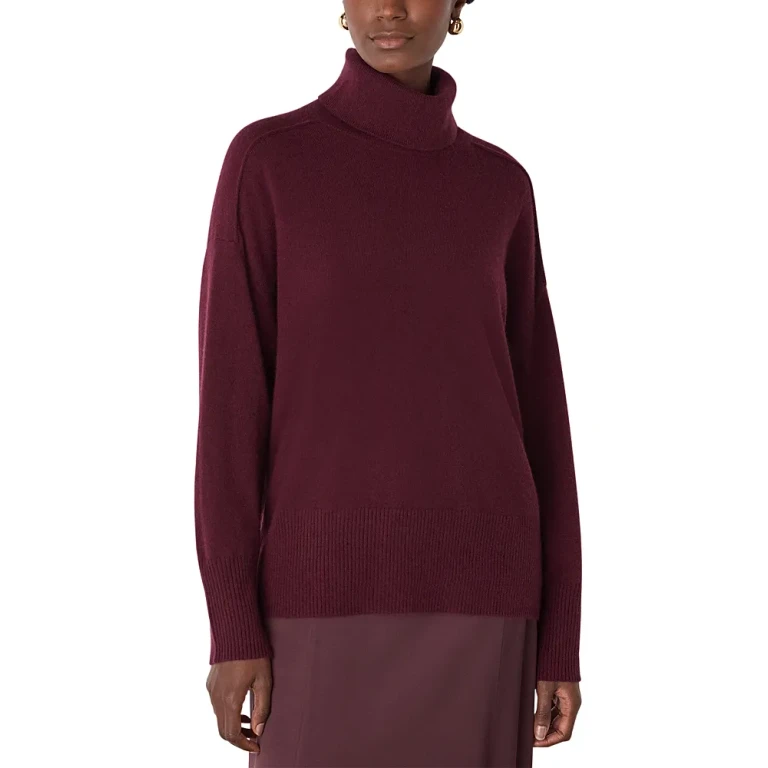 Whistles Cashmere Seam Roll Neck Knit Sweater