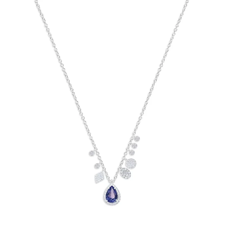 Meira T 14K Blue Sapphire & Diamond Dangle Pendant Necklace in 14K White Gold