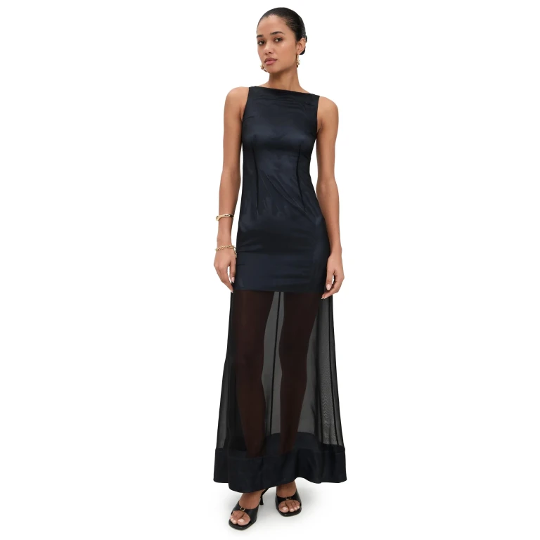 ALIGNE Amalie Sheer Maxi Dress Black 0