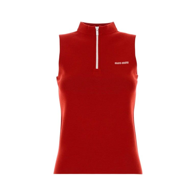 Miu Miu Red Wool Tank Top