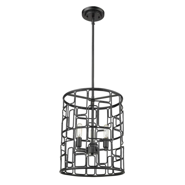 Matte Black Three Light Pendant from the Amoret Collection