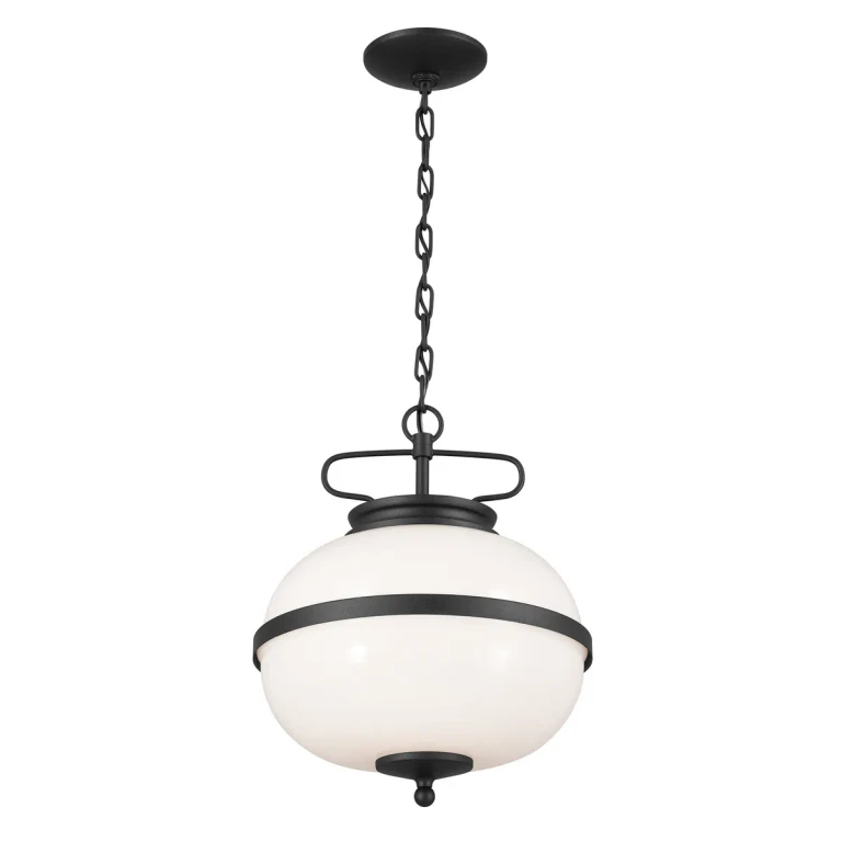 Opal 2-Light Transitional Pendant in Textured Black