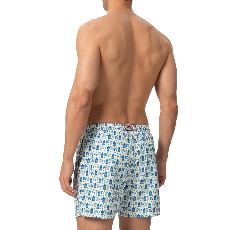 Mc2 Saint Barth Lightweight Fabric Swim Shorts Lighting With Gin Gym Print White Swimshort - Men