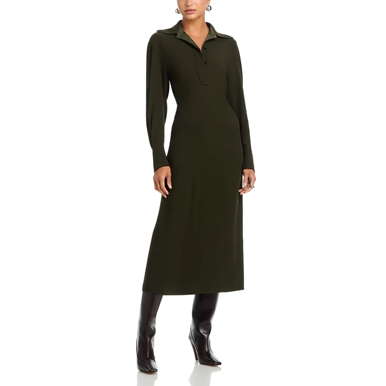 Victoria Beckham Long Sleeve Polo Collar Dress