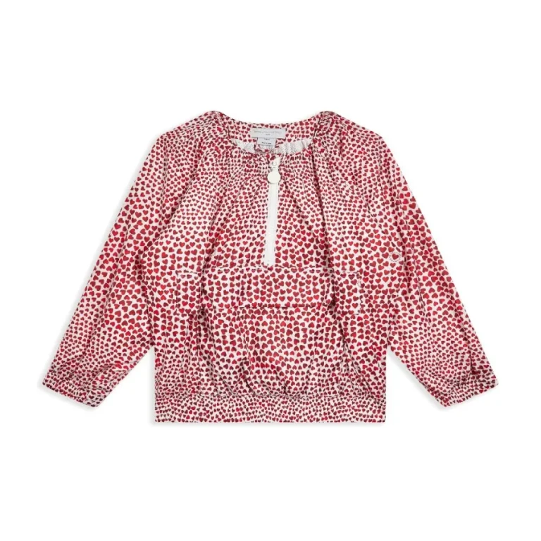 Stella McCartney Kids Heart-Print Crew Neck Blouse