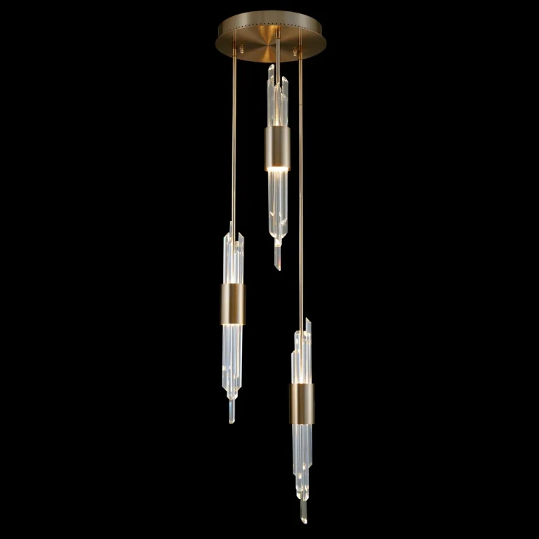 Brushed Champagne Gold LED Foyer Pendant from the Lucca Collection
