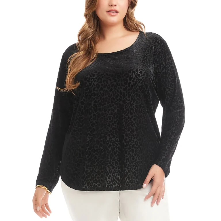 Karen Kane Plus Size Velvet Burnout Shirt