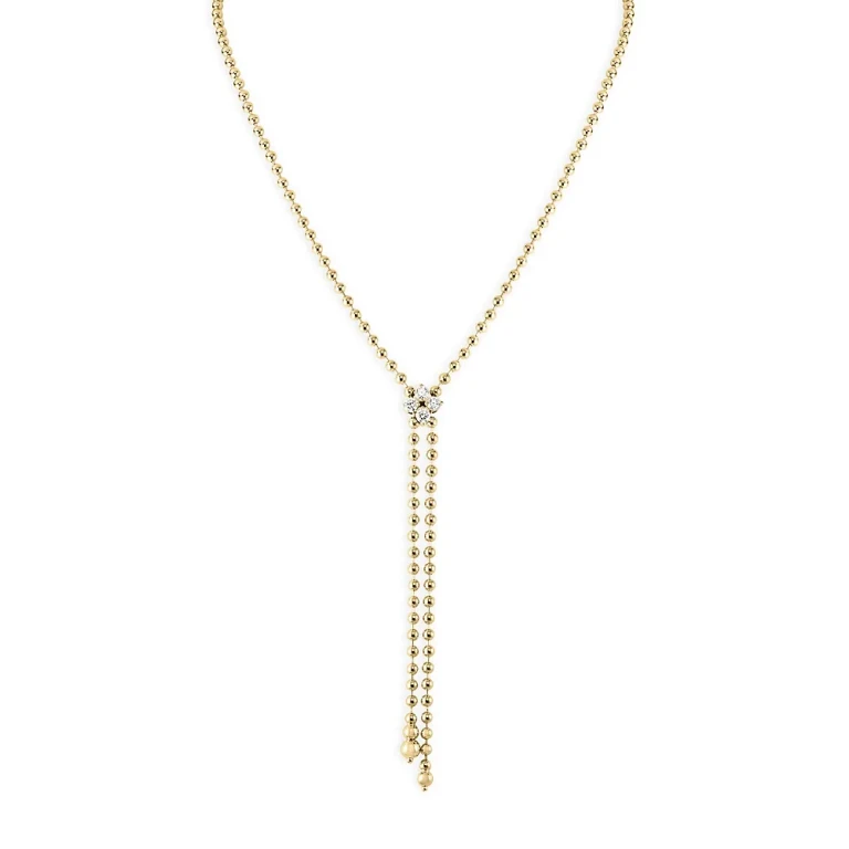Roberto Coin 18K Yellow Gold Love In Verona Diamond Cluster Lariat Necklace, 23
