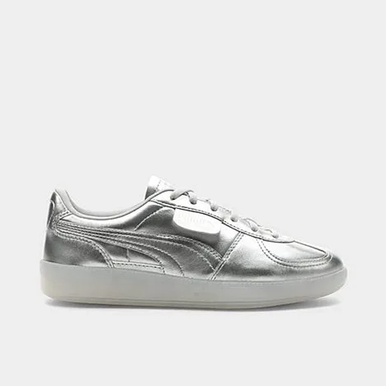 Big Kids Puma Palermo Chrome Casual Shoes in Silver/Feather Gray Size: 4.0