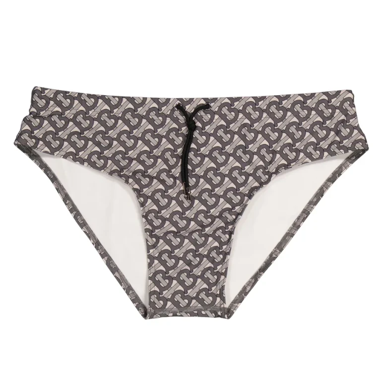 Burberry Mens Mid Grey Grayes Monogram Swim Briefs
