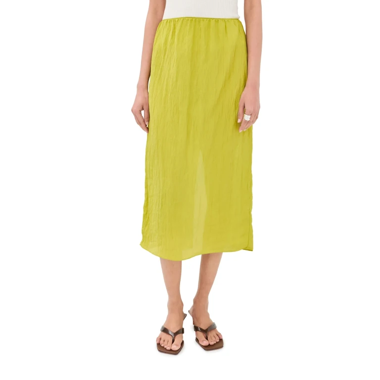 Tibi The Crinkle Slip Skirt Peapod XXS