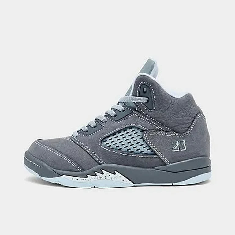 Little Kids Air Retro 5 Basketball Shoes in Light Graphite/White/Wolf Grey Size: 1.0