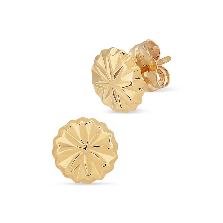 Button Stud Earrings in 14K Yellow Gold