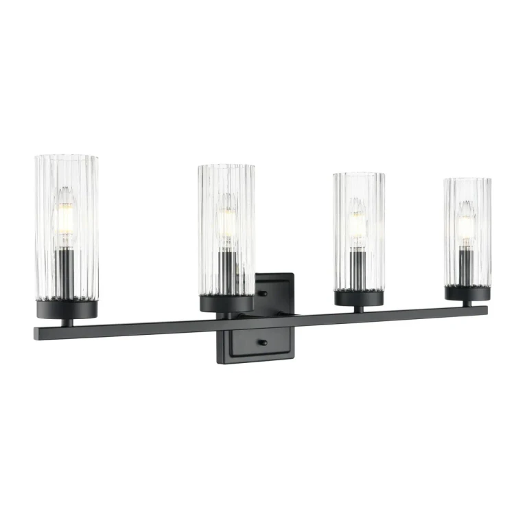 Matte Black Bathroom Vanity Light from the Iversen Collection