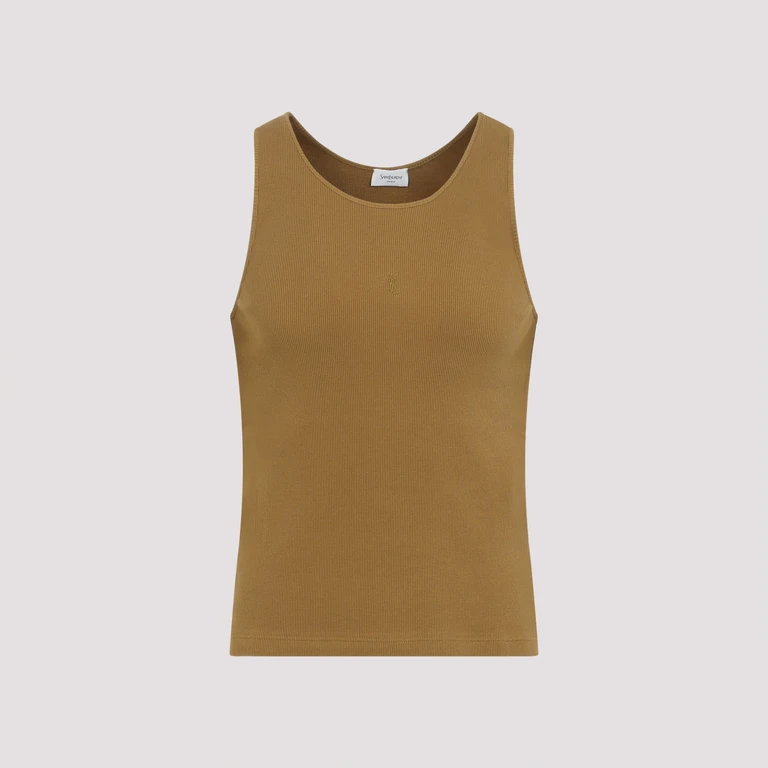 Saint Laurent Tank Top Brown Cotton Tshirt - Men