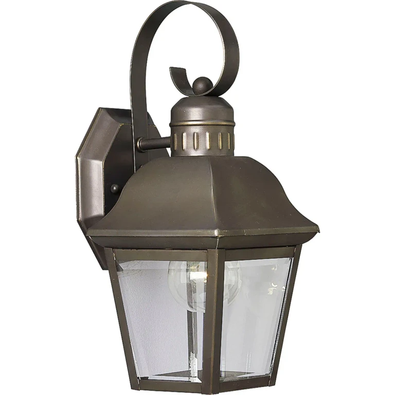 Antique Bronze One Light Wall Lantern from the Andover Collection