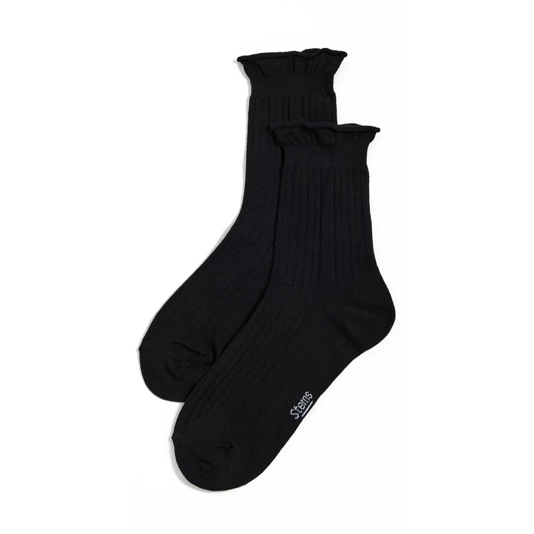 Stems Oona Rolled Top Socks 2 Pack Black One Size