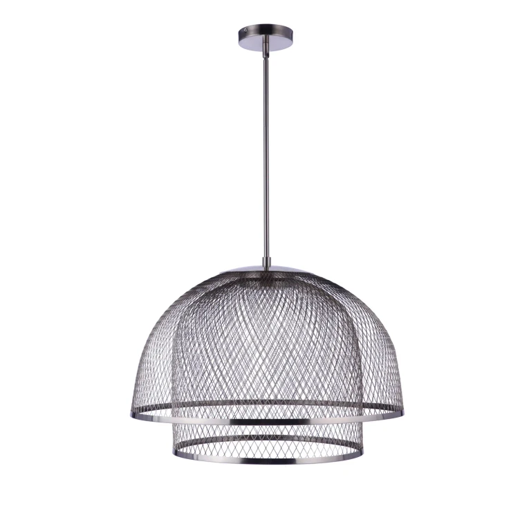 Brushed Polished Nickel LED Pendant from the Sculptural Statement Pendants Collection
