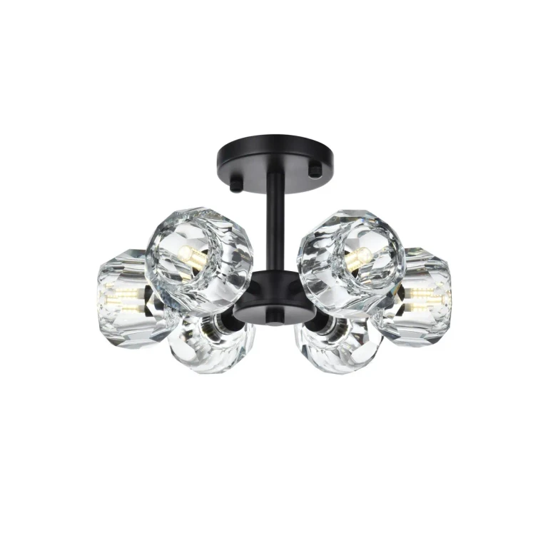 Black Six Light Flush Mount from the Eren Collection