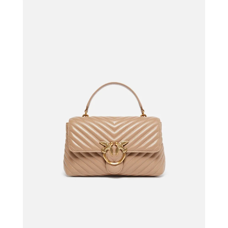 Pinko - Sac à main moyen Love Bag Puff Chevron en cuir nappa