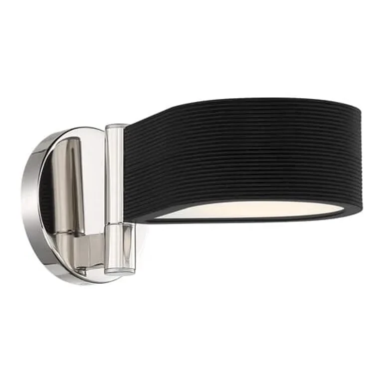 George Kovacs Side Step Wall Sconce in Coal with Polished Nickel Highlights