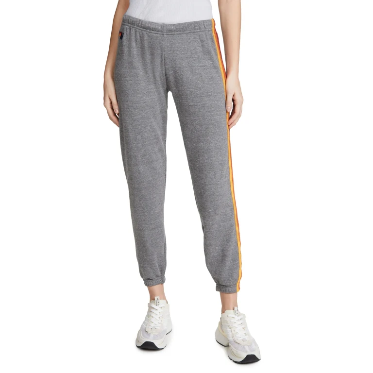 Aviator Nation 5 Stripe Sweat Pants Heather Grey S