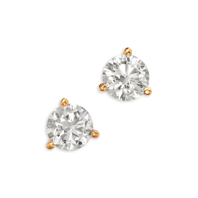 Certified Diamond Martini Set Stud Earrings in 14K Yellow Gold, 1.5 tcw