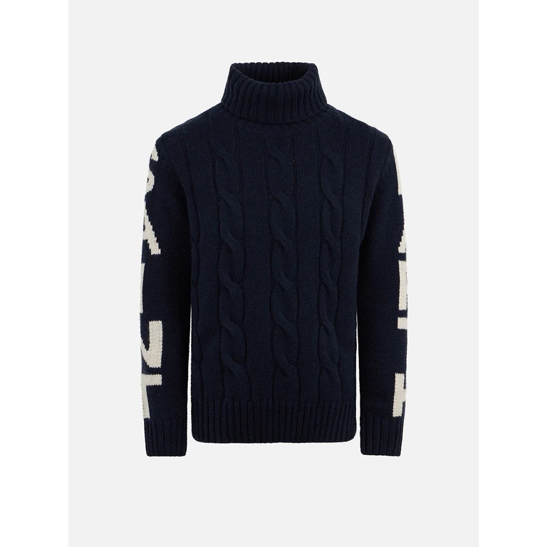 Mc2 Saint Barth Fisherman Jr Blue Cable Knit Sweater