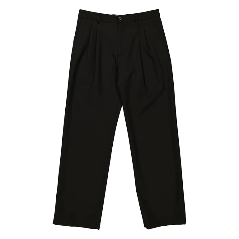 Burberry Mens Black Wide Leg Wool Twill Trousers