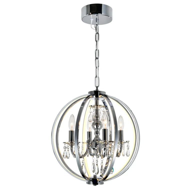Chrome Four Light Chandelier from the Abia Collection