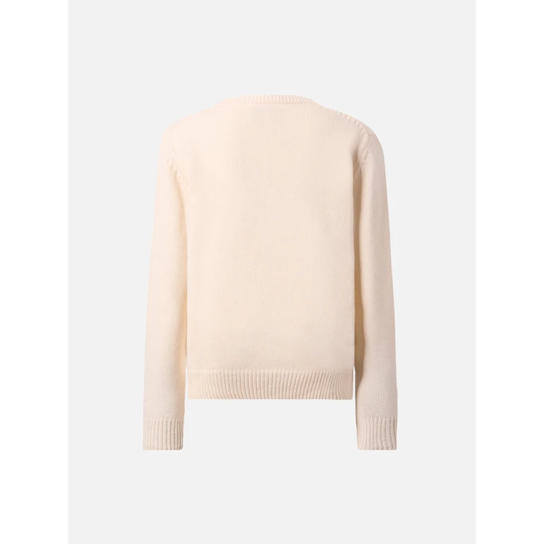 Mc2 Saint Barth Princess Cashmere-Blend Crewneck With Splendida Splendente Lurex Jacquard White