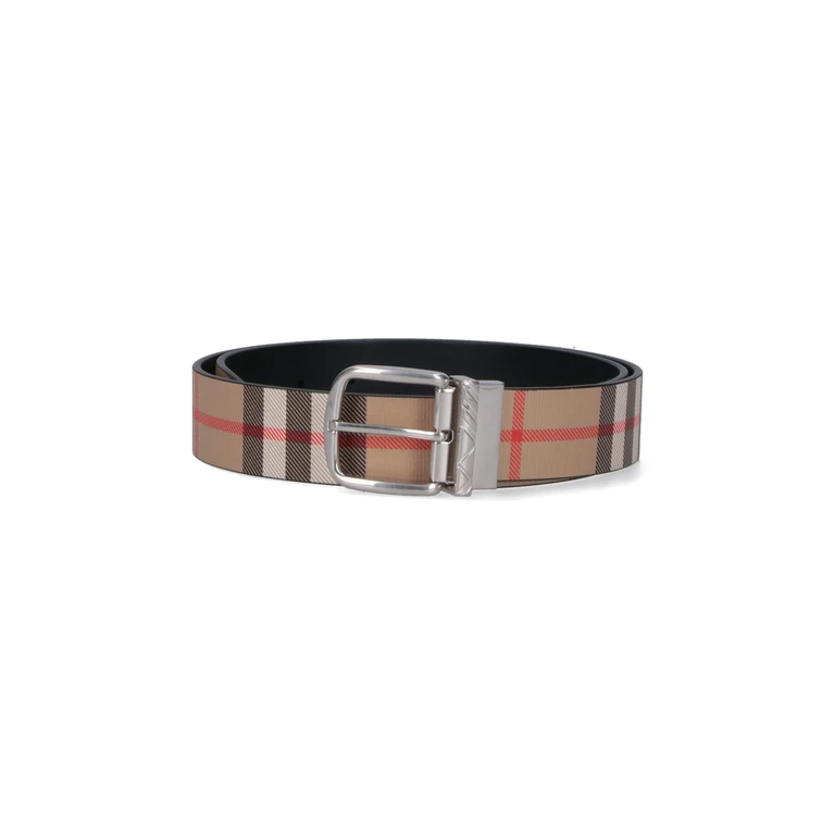 Burberry Belts Black Calf Grain Leather - Men