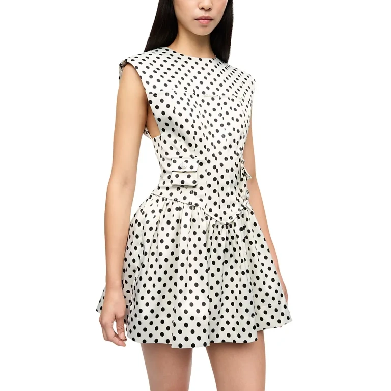 Ganni Polka Dot Corset Satin Mini Dress