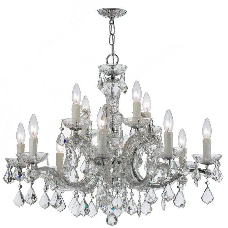 Maria Theresa 12-Light 23" Traditional Chandelier in Polished Chrome with Clear Hand Cut Crystals