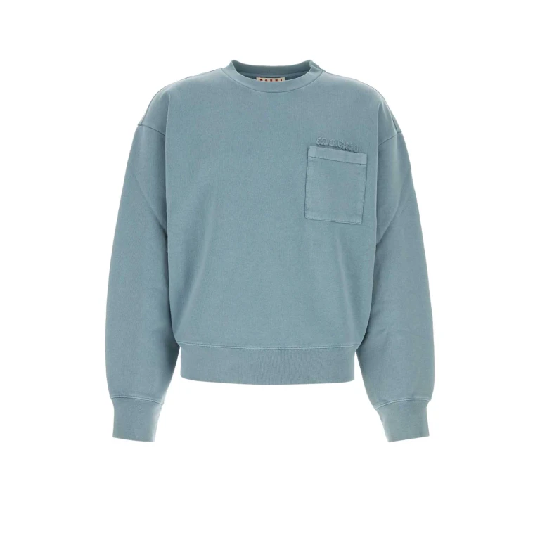 Marni Powder Light-Blue Cotton Sweatshirt Sky Exterior: Felpe - Men