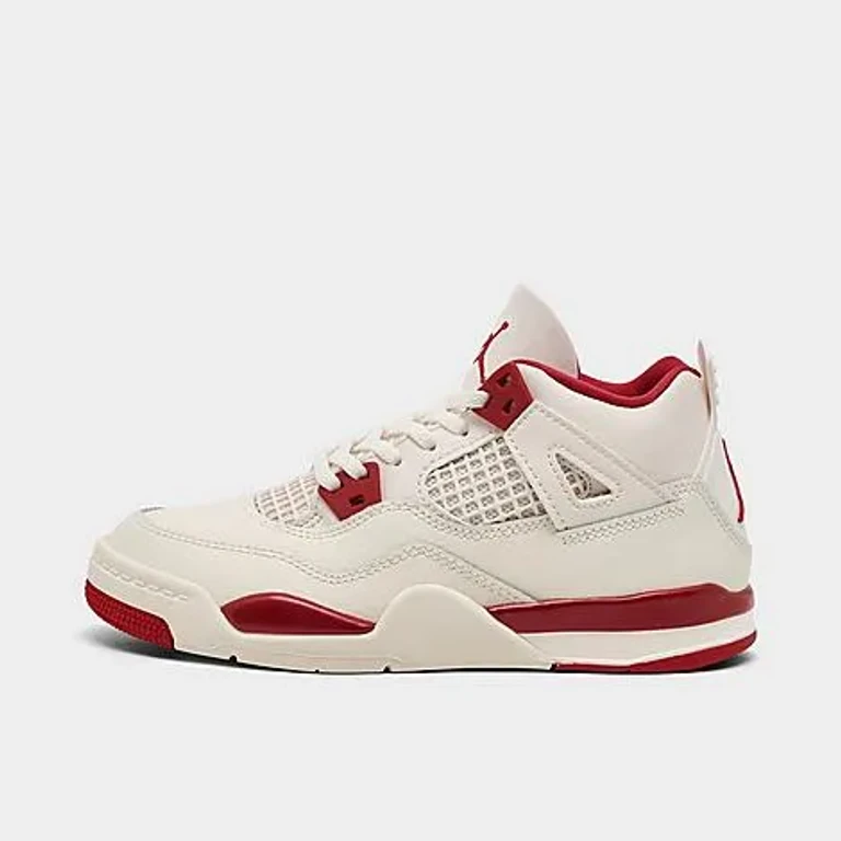 Jordan Little Kids Air Retro 4 Basketball Shoes in Pale Ivory/Sierra Red/Tough Red Size: 1.0
