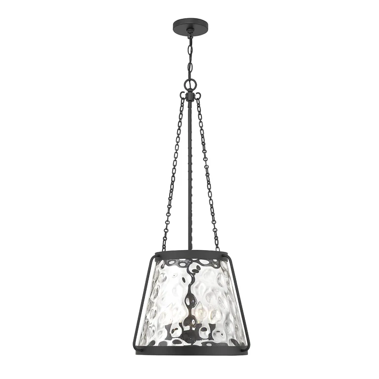 Matte Black Four Light Pendant from the Crawford Collection