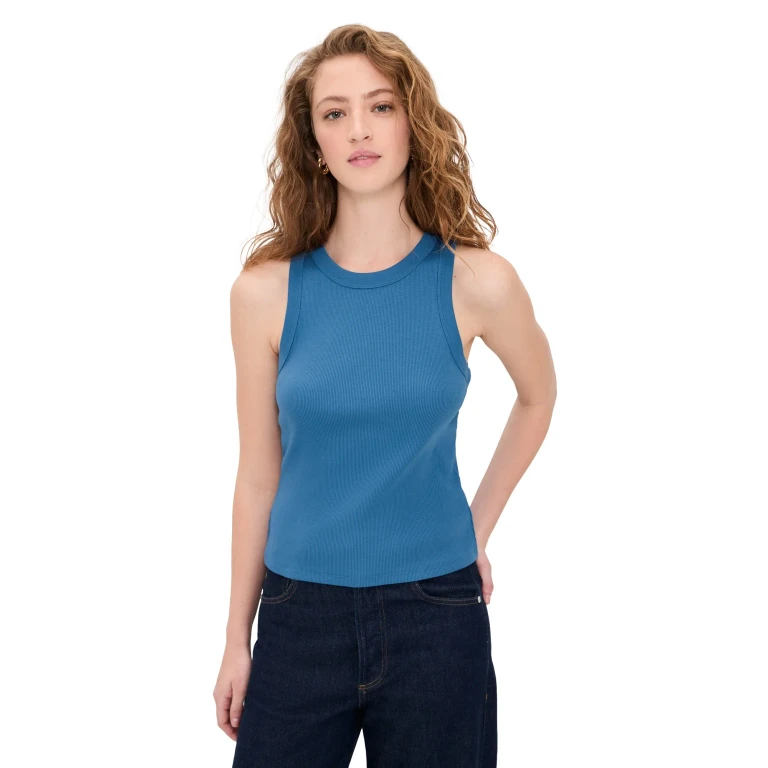 Veronica Beard Jean Cropped Jordyn Tank Blue Coast S