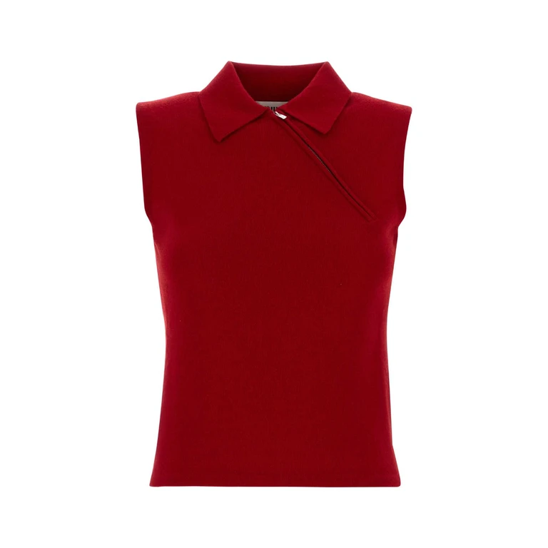 Miu Miu Reed Cashmere Polo Shirt Rosso - Women
