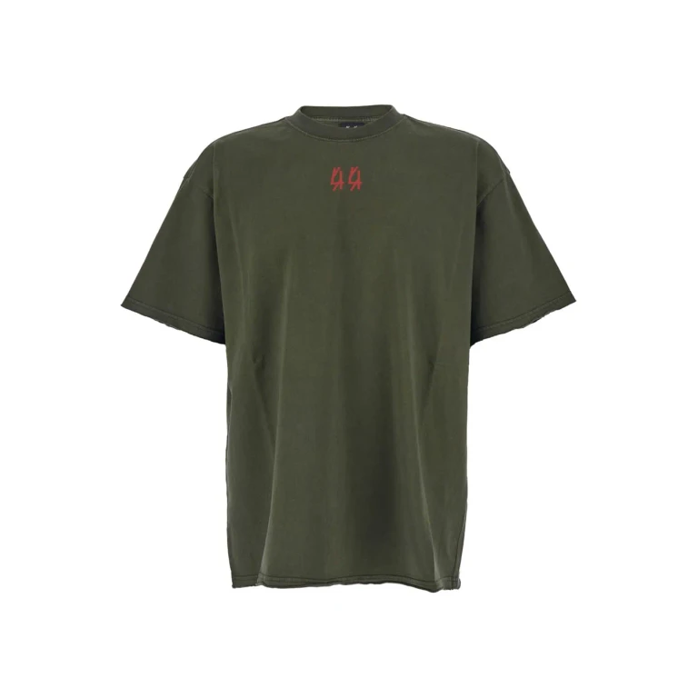 44 Label Group Green Crewneck T-shirt With Dropped Shoulders And Logo Print On Front And Rear In Cotton Man