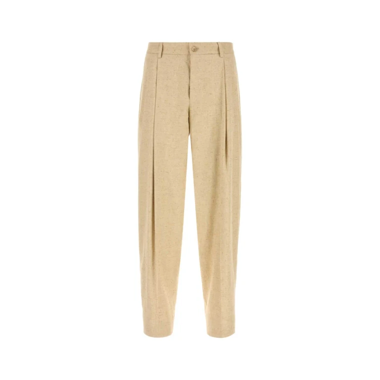 Dolce & Gabbana Sand Tweed Wide-leg Pant
