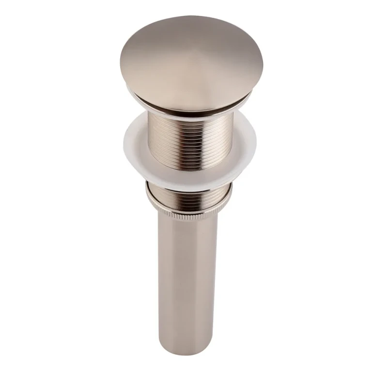 Contemporary Solid Brass Pop Up Drain in Brushed Nickel without Overflow