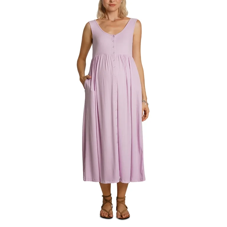 Nom Maternity Ribbed Henley Dress