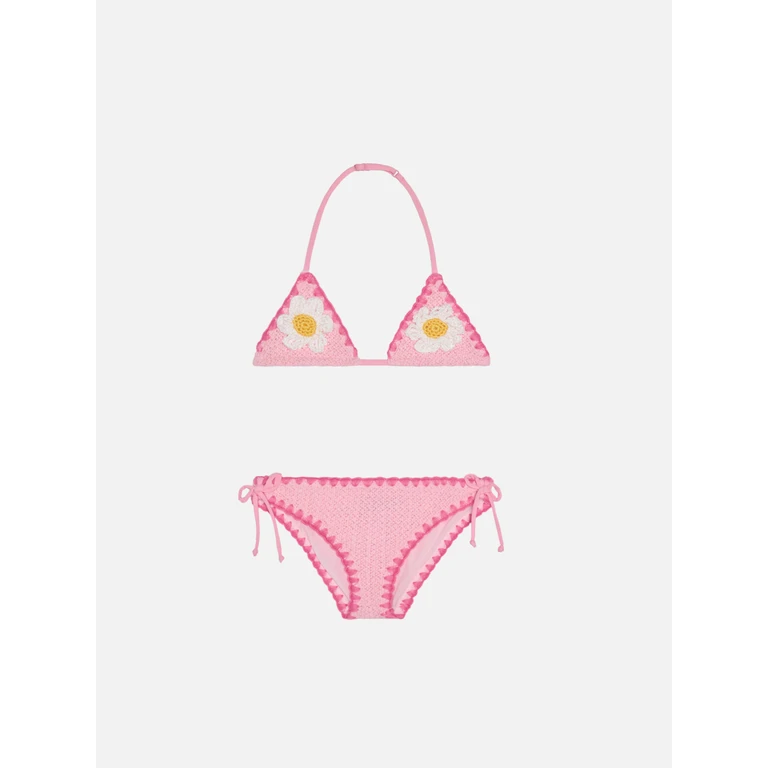Mc2 Saint Barth Girl Bikini With Embroidery Pink