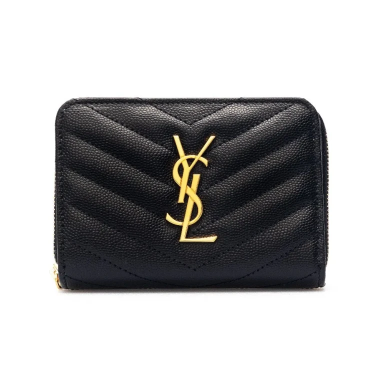SAINT LAURENT Grain De Poudre leather Monogram wallet Woman One Size