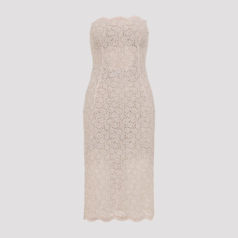 Ermanno Scervino Lace Midi Dress Nude & Neutrals - Women
