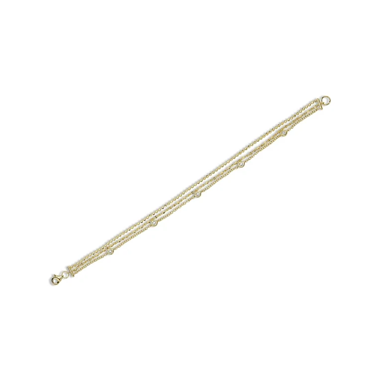 14K Yellow Gold Diamonds by the Yarn Faceted Ball Chain Bracelet, 0.12 tcw