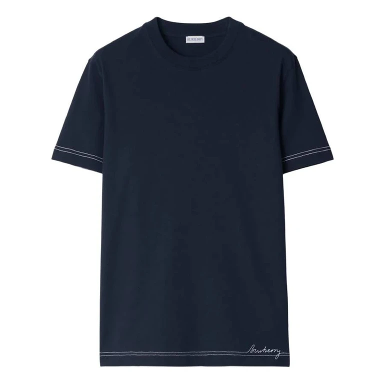 Burberry Logo Embroidered Cotton T Shirt
